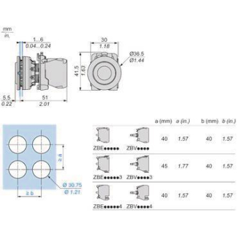 Schneider Drucktaster Front-      ZB5FL3 