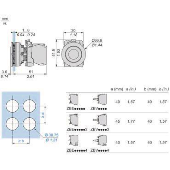 Schneider Drucktaster Front-      ZB5FA0 