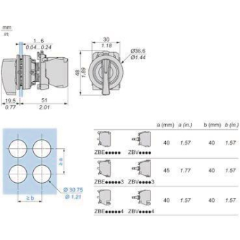 Schneider Wahlschalter Frontelem. ZB5FJ5 