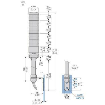 Schneider Leuchtsäule 60mm 24V  XVC6B55S 