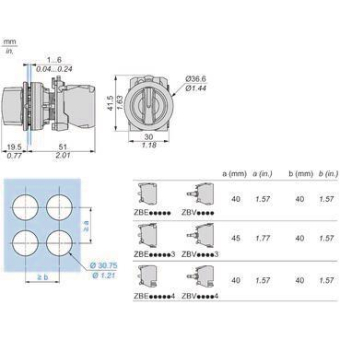 Schneider Wahlschalter Front-   ZB5FD703 
