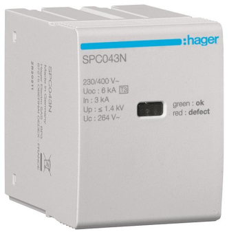 Hager Steckmodul T3 N-PE Uc 264V SPC043N 