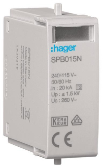 Hager Steckmodul T2 N-PE Uc 260V SPB015N 