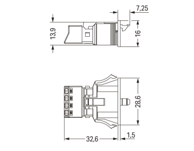 WAGO 890-744 Snap-In-Buchse,4-polig,Kod. 