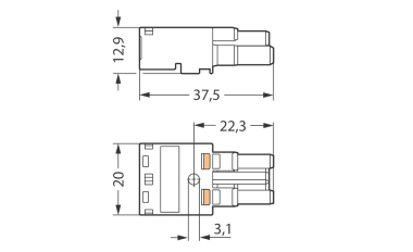 WAGO 770-1102 Buchse,2-polig,Kod. I,blau 