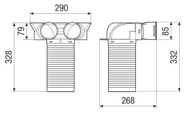 Maico Umlenkstück 2xFlexrohre   MA-U2-75 