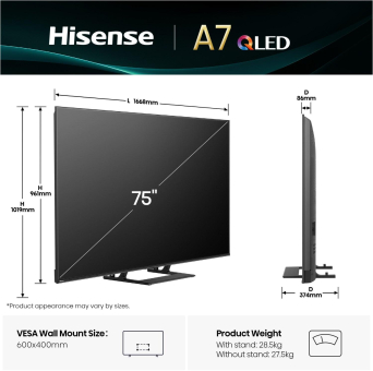 Hisense 75A7Q sw QLED-TV 