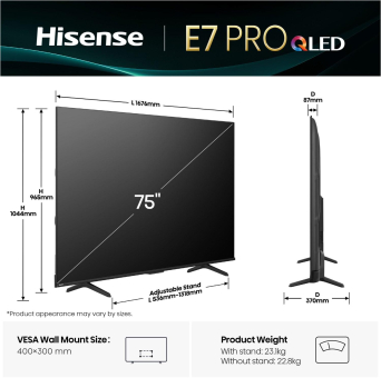 Hisense 75E77Q Pro sw QLED-TV 