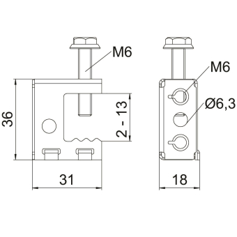 OBO SK 213 Trägerschraubklammer 2-13mm 