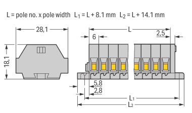 WAGO 261-106 2-Leiter-Klemmenleiste,ohne 
