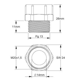 Kleinhuis Adapter M20 außen   1898M20P13 