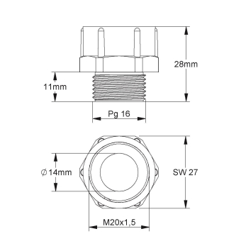 Kleinhuis Adapter Pg16 außen  1897P16M20 