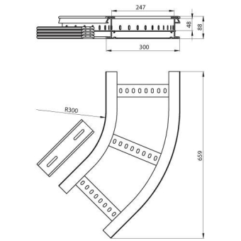 Flachbogen 45  halogenfrei grau 85x300 R 