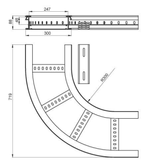 Unex Flachbogen 90  lichtgrau   67306-04 