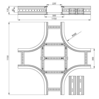 Unex Kreuzung 135x300mm R300    67328-04 