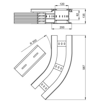Unex Flachbogen 45  lichtgrau   67236-04 