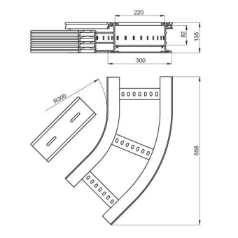 Unex Flachbogen 45  lichtgrau   67336-04 