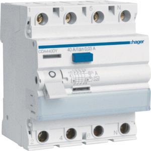 Hager Fi-Schalter 4pol. 6kA 40A CDA440DY 