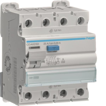 Hager Fi-Schalter 4polig 10kA    CDA625D 