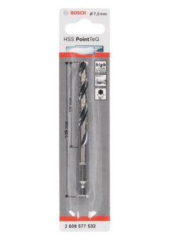 Bosch 1 HSS PointTeQ Hex       7.5X109MM 