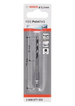 Bosch 1 HSS PointTeQ Hex        3.3X75MM 