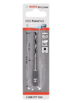 Bosch 1 HSS PointTeQ Hex        4.2X83MM 