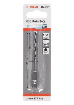 Bosch 1 HSS PointTeQ Hex        4.0X83MM 