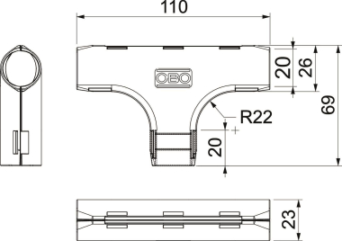 OBO 3000 TMS M20 LGR Quick-Pipe-T-Stück 
