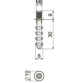 OBO DP GM6 30 Steckdübel m.M6-Gewinde 
