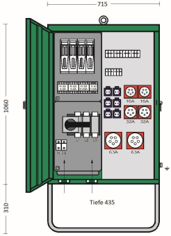 Verteilerschrank im Gehäuse aus verz 