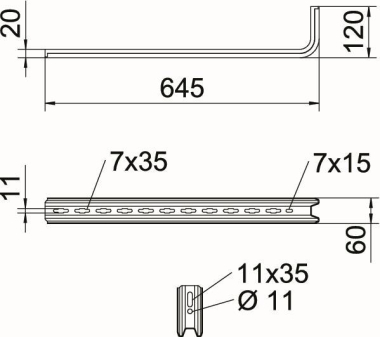 OBO TPS 645 FS TP-Hängestiel L645mm St 
