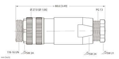Turck 7/8 Rundsteck-       BS4151-0/13.5 