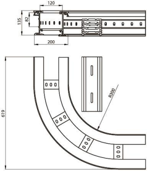 Unex Flachbogen 90  lichtgrau   67226-04 