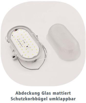 LTEK LED Ovalleuchte Glas IP44  OBH-XW 