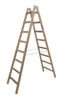 KRAU Sprossen-Doppelleiter Holz   170101 