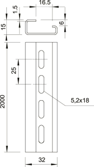 OBO 2064 GTPL 2M Tragschiene gelocht 