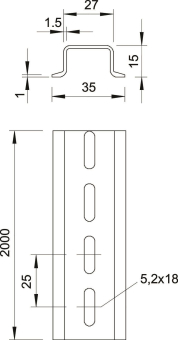 OBO 2069 15 1.5 FS Hutschiene gelocht 