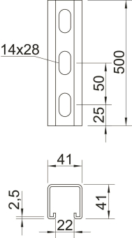 OBO MS4141P0500FT Profilschiene gelocht 