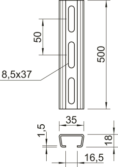 OBO AML3518P0500FT Profilschiene gelocht 