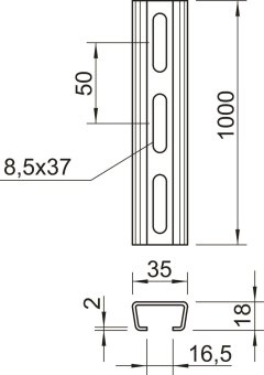 OBO AMS3518P1000FT Profilschiene gelocht 