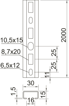 OBO CM3015P2000FS Profilschiene gelocht 