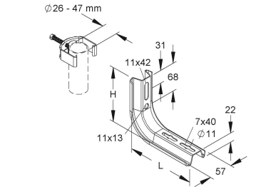 NIED Rohrkonsole 113mm verzinkt  TKR 100 