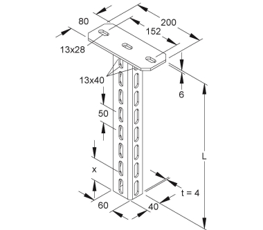 NIED Hängestiel U -Profil    HU 6040/400 