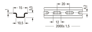 WAGO 210-111 Stahltragschiene,15 x 5,5 