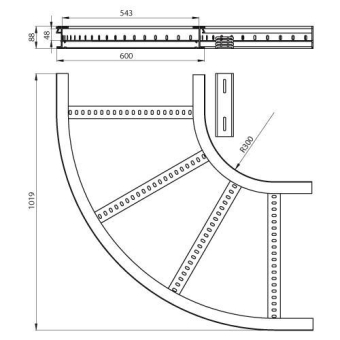 Flachbogen 90  halogenfrei grau 85x600 R 