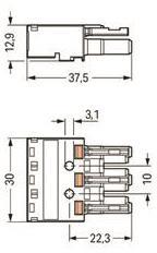 WAGO 770-243 Buchse,3-polig,Kod. B,grau 