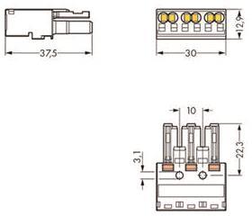 WAGO 770-243 Buchse,3-polig,Kod. B,grau 