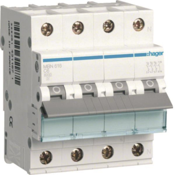 Hager Leitungsschutzschalter 3P+N MBN616 