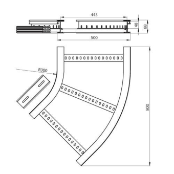 Flachbogen 45  halogenfrei grau 85x500 R 