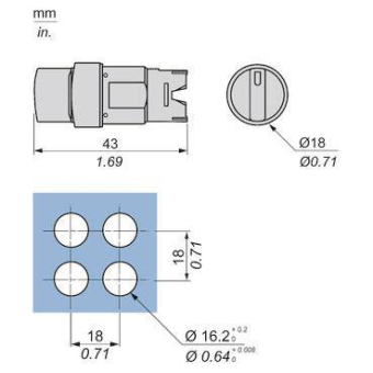 GS Wahlschalter schwarz rund 3   ZB6AD25 